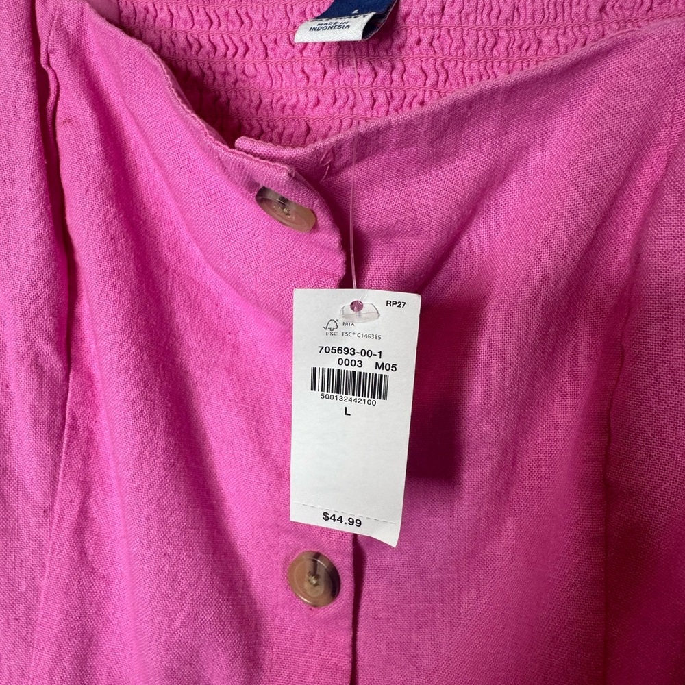 Old Navy Pink Linen dress size L with pockets - Picture 3 of 4